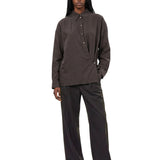 Camicia con design asimmetrico in marrone 