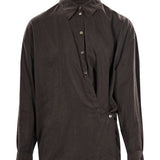 Camicia con design asimmetrico in marrone 