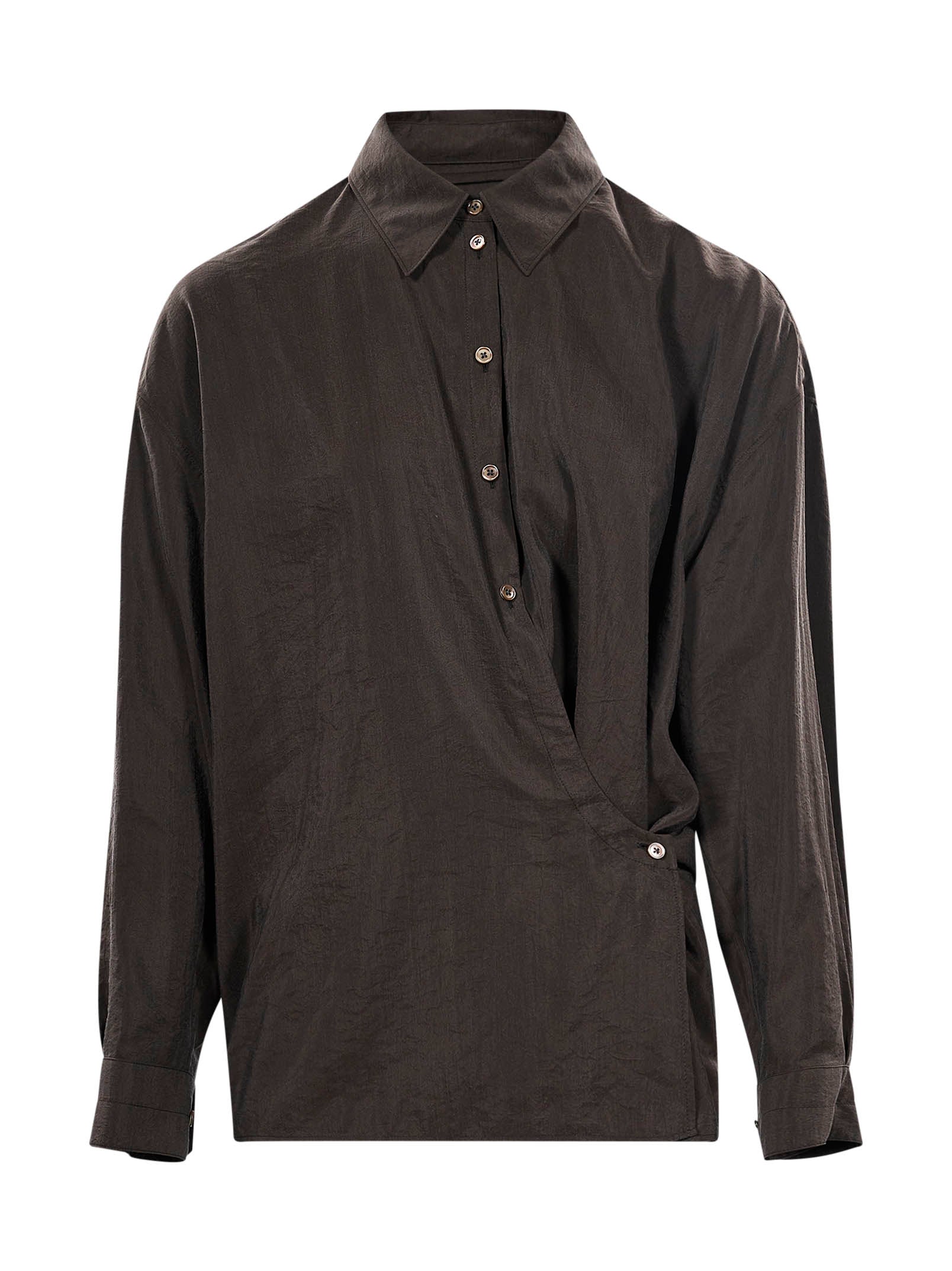 Camicia con design asimmetrico in marrone 