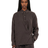 Camicia con design asimmetrico in marrone 
