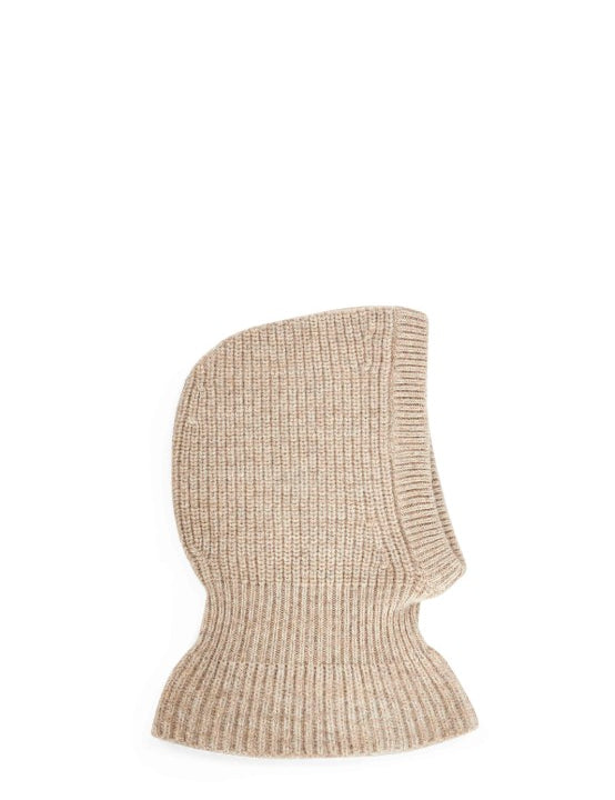 Passamontagna a coste in beige 