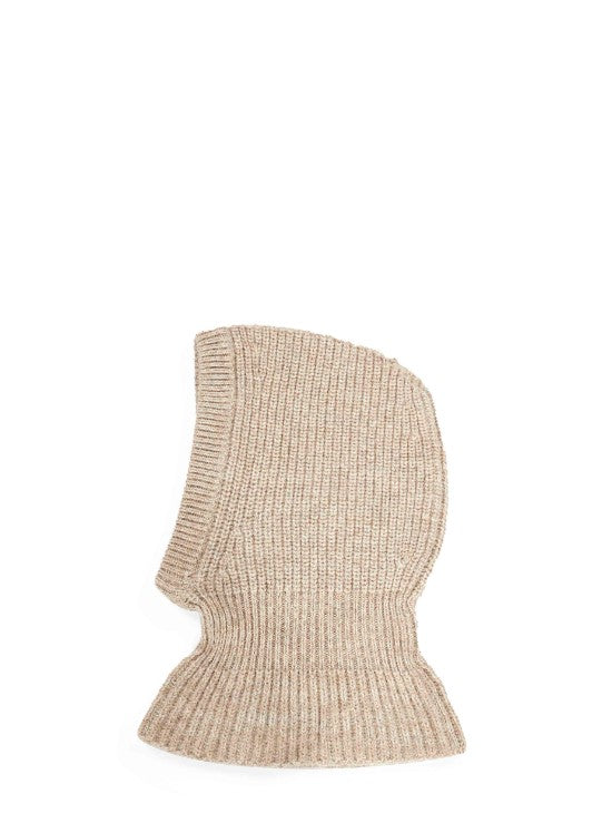 Passamontagna a coste in beige 