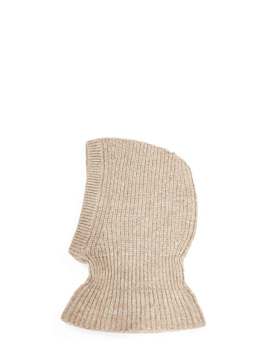Passamontagna a coste in beige 