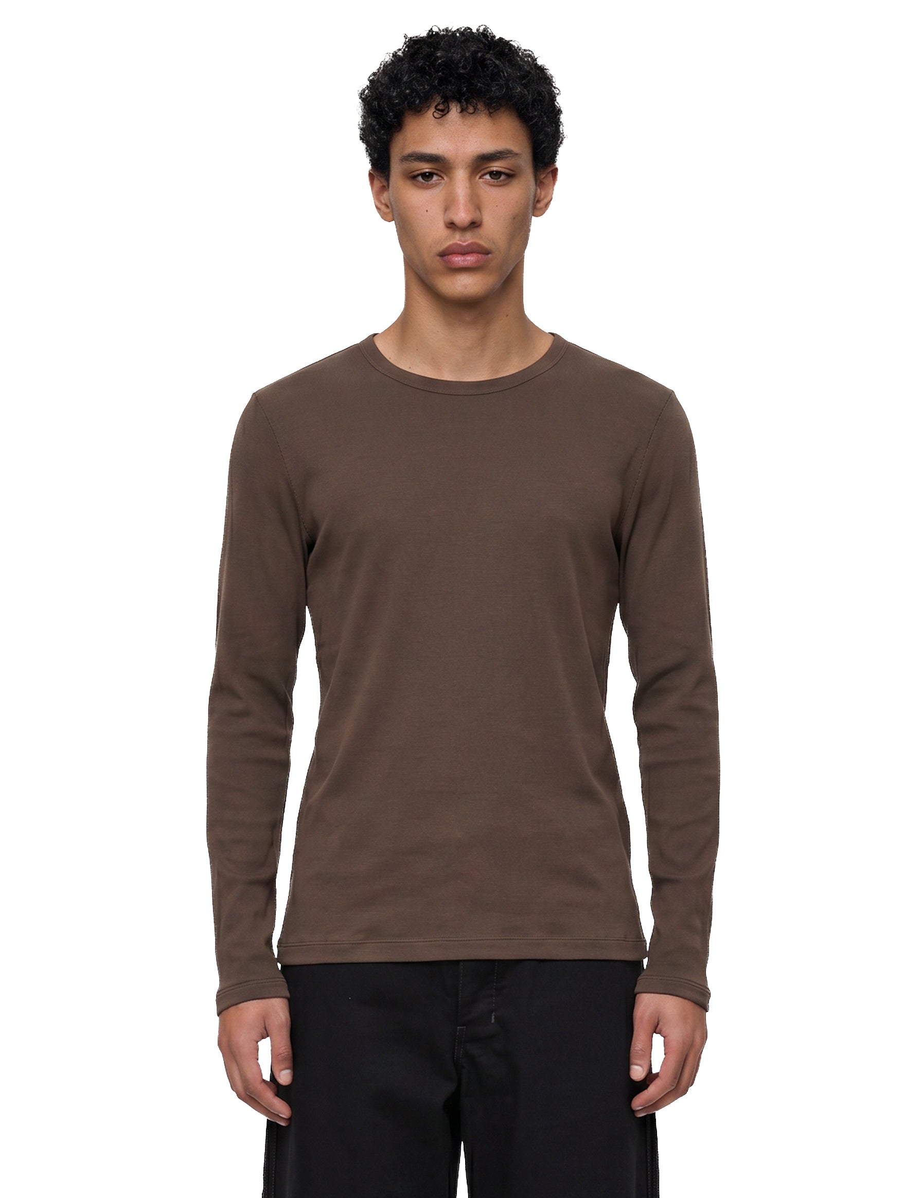 T-shirt a maniche lunghe in marrone 