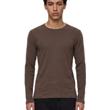 T-shirt a maniche lunghe in marrone 