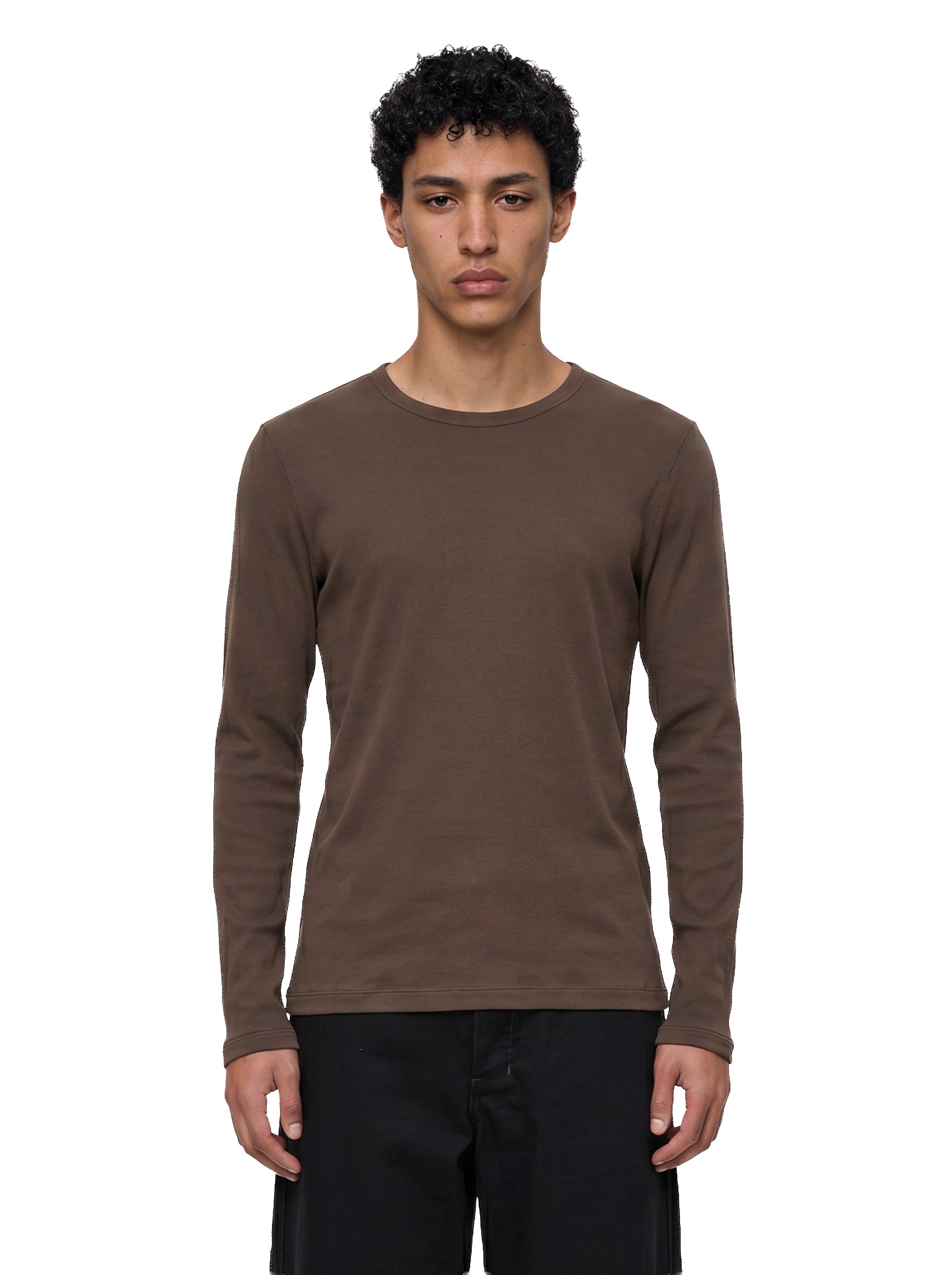 T-shirt a maniche lunghe in marrone 