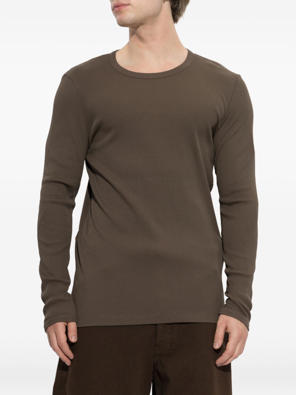 T-shirt a maniche lunghe in marrone 