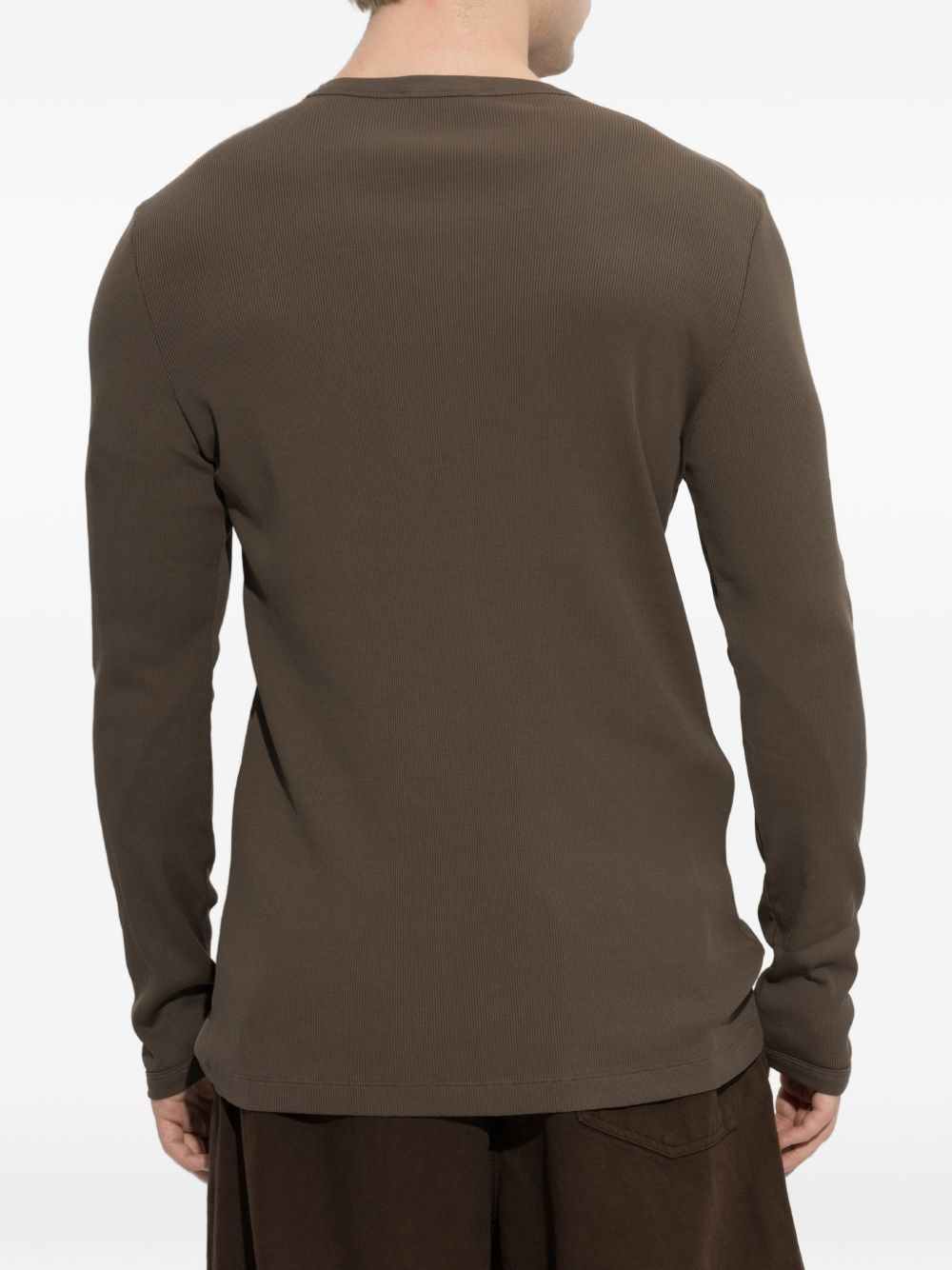 T-shirt a maniche lunghe in marrone 