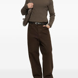 T-shirt a maniche lunghe in marrone 