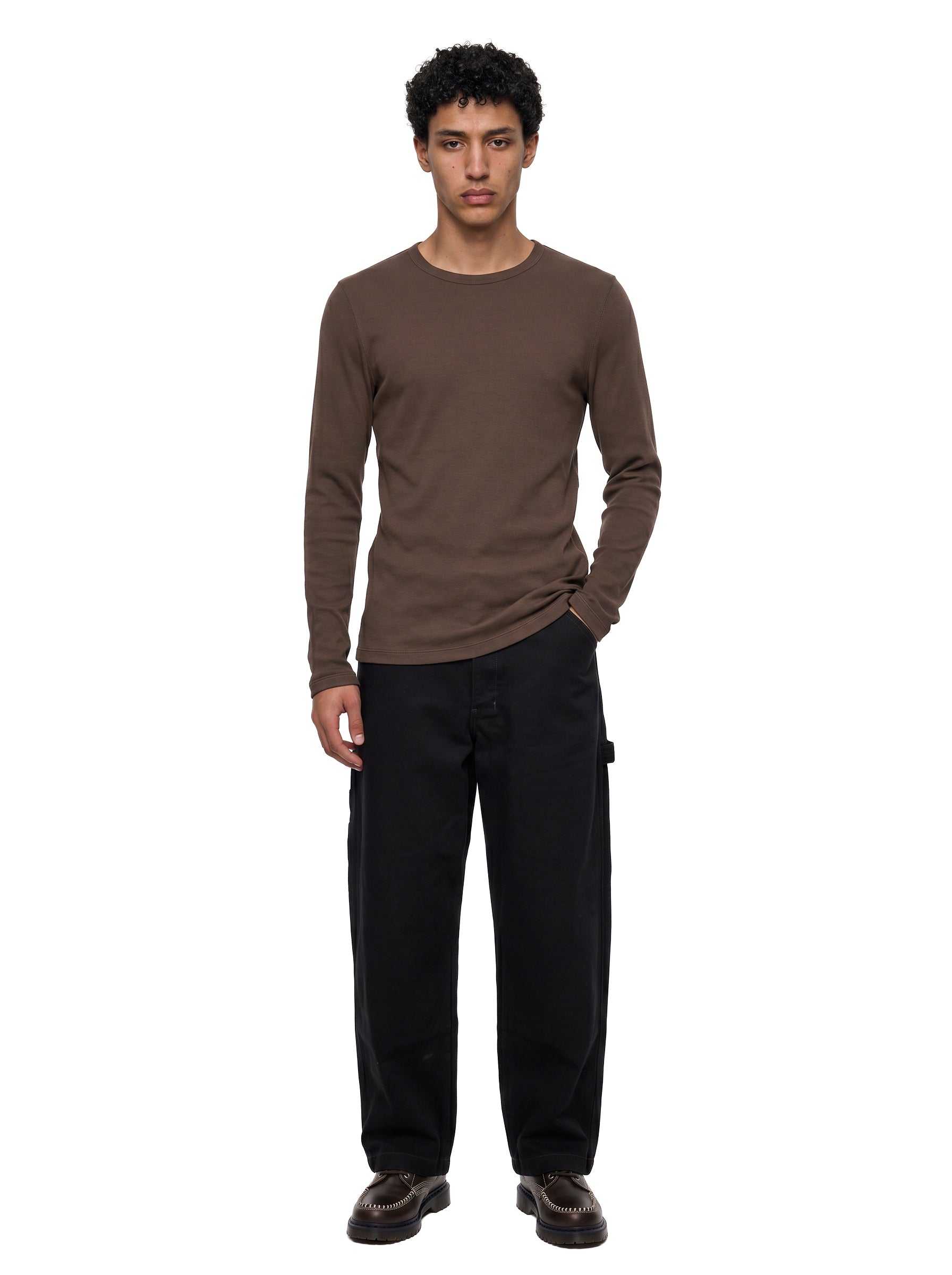 T-shirt a maniche lunghe in marrone 