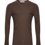 T-shirt a maniche lunghe in marrone 