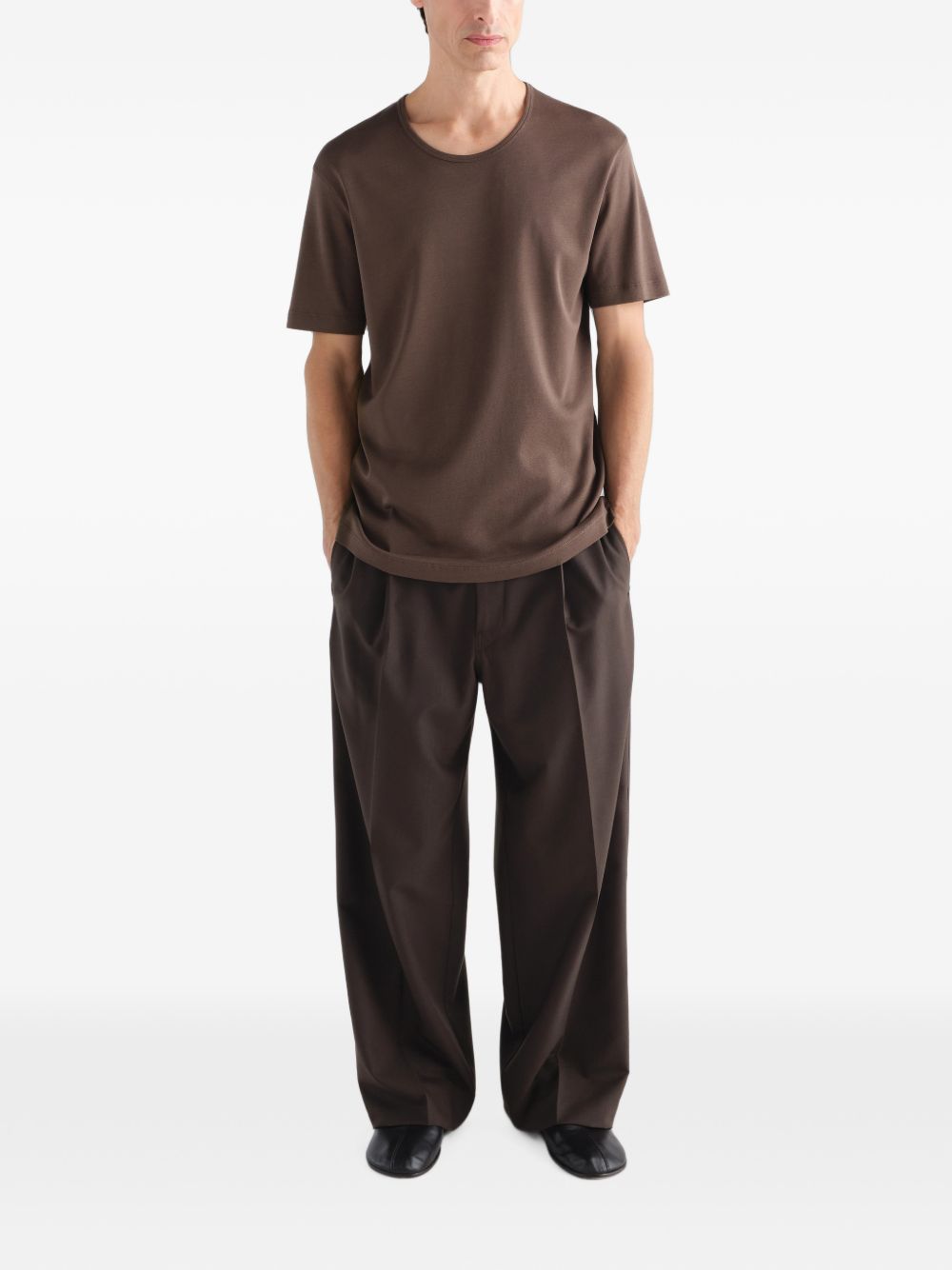 T-shirt a maniche corte in marrone 