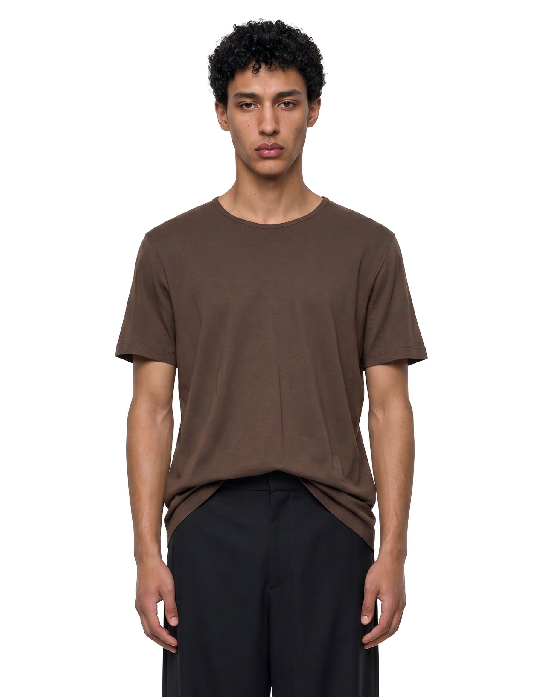 T-shirt a maniche corte in marrone 