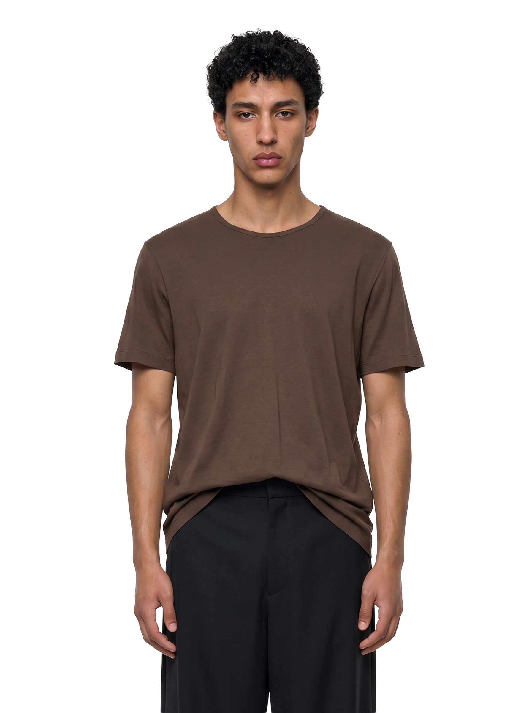 T-shirt a maniche corte in marrone 