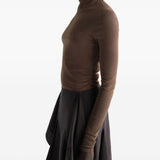Top semi-trasparente con foulard in beige 