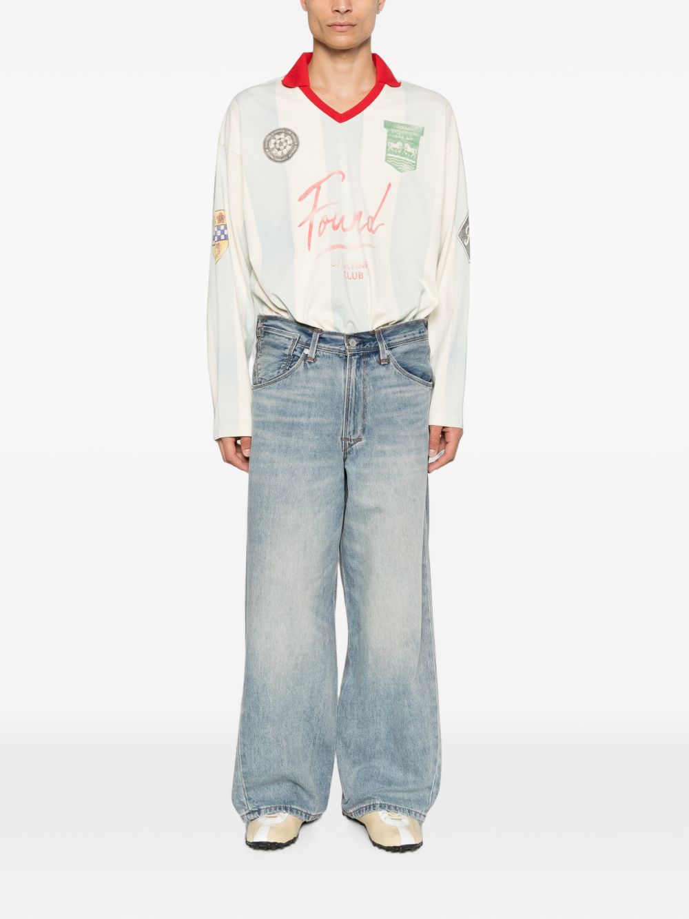 Jeans a gamba ampia in blu 