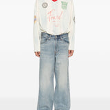 Jeans a gamba ampia in blu 