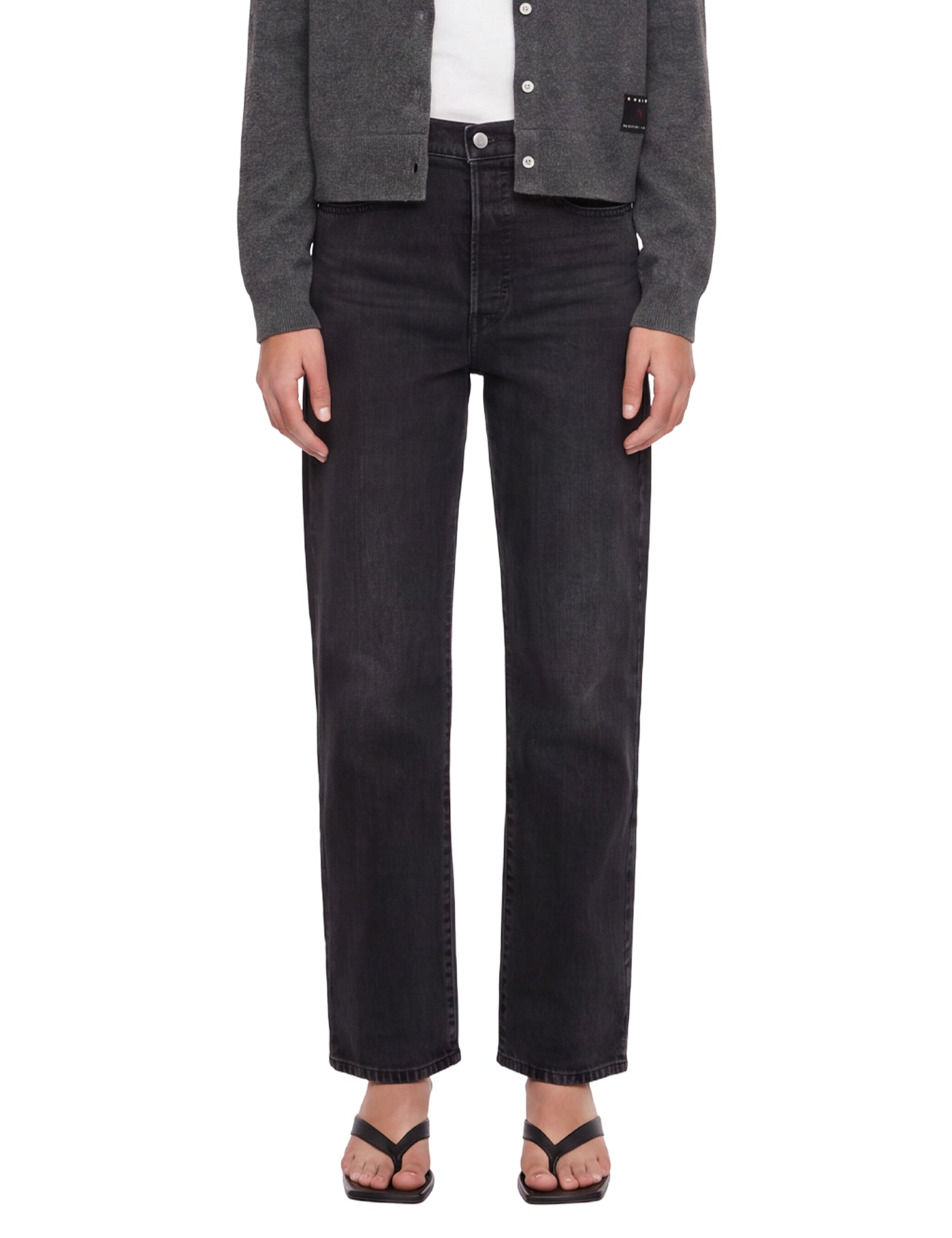 Jeans a gamba dritta Ribcage in nero 