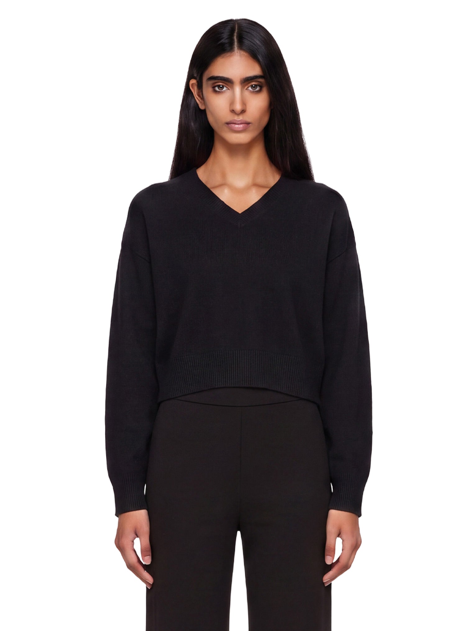 Maglione con scollo a v anzor in nero 