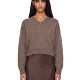 Maglione con scollo a v anzor in marrone 