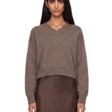 Maglione con scollo a v anzor in marrone 