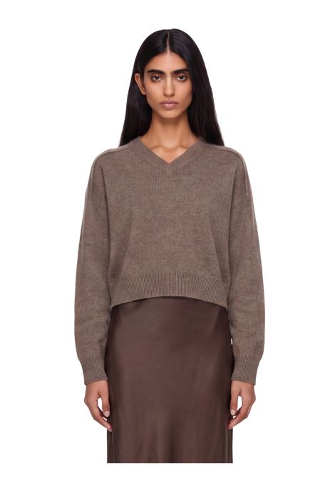 Maglione con scollo a v Anzor in marrone 
