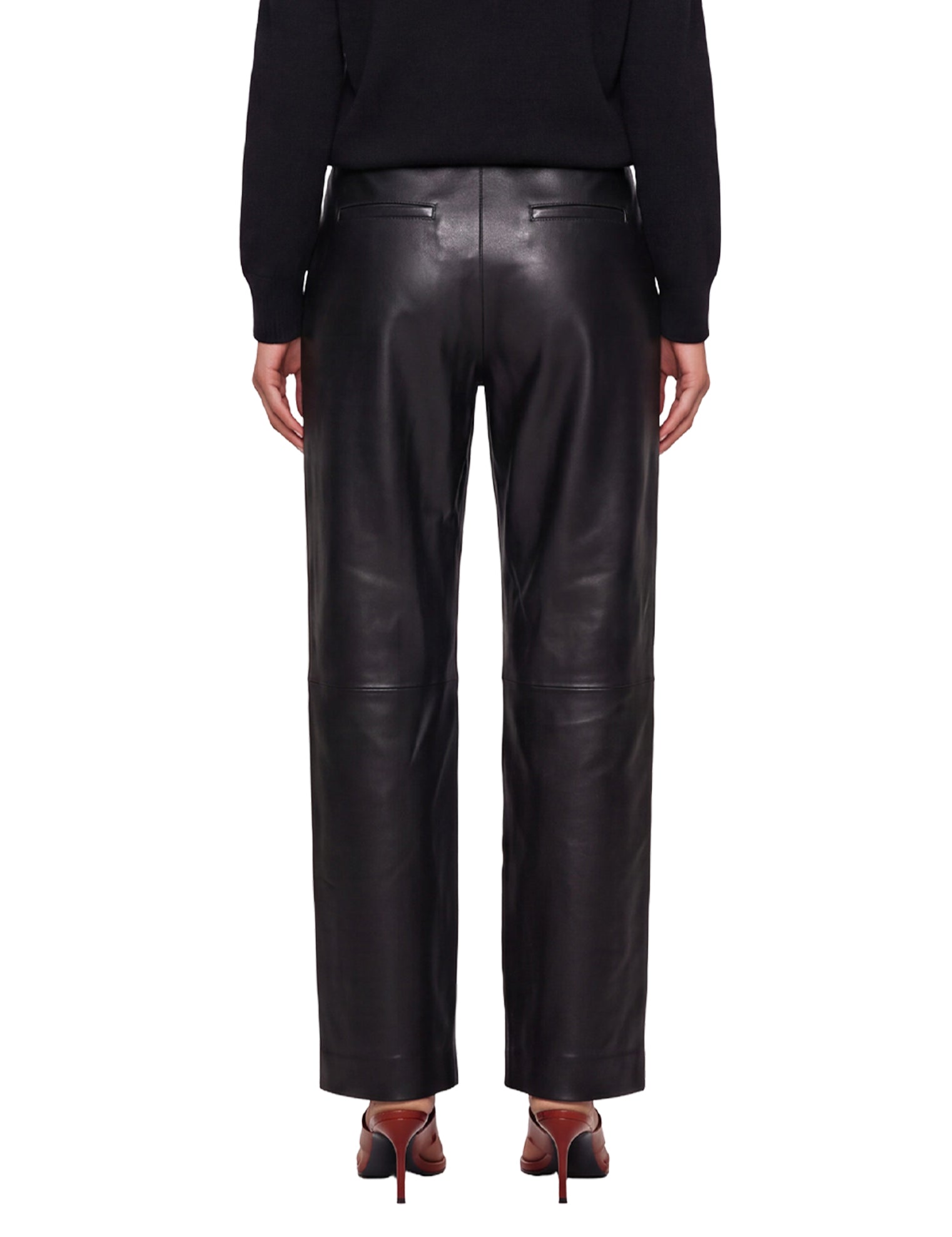 Pantaloni regular Cobe in pelle in nero 