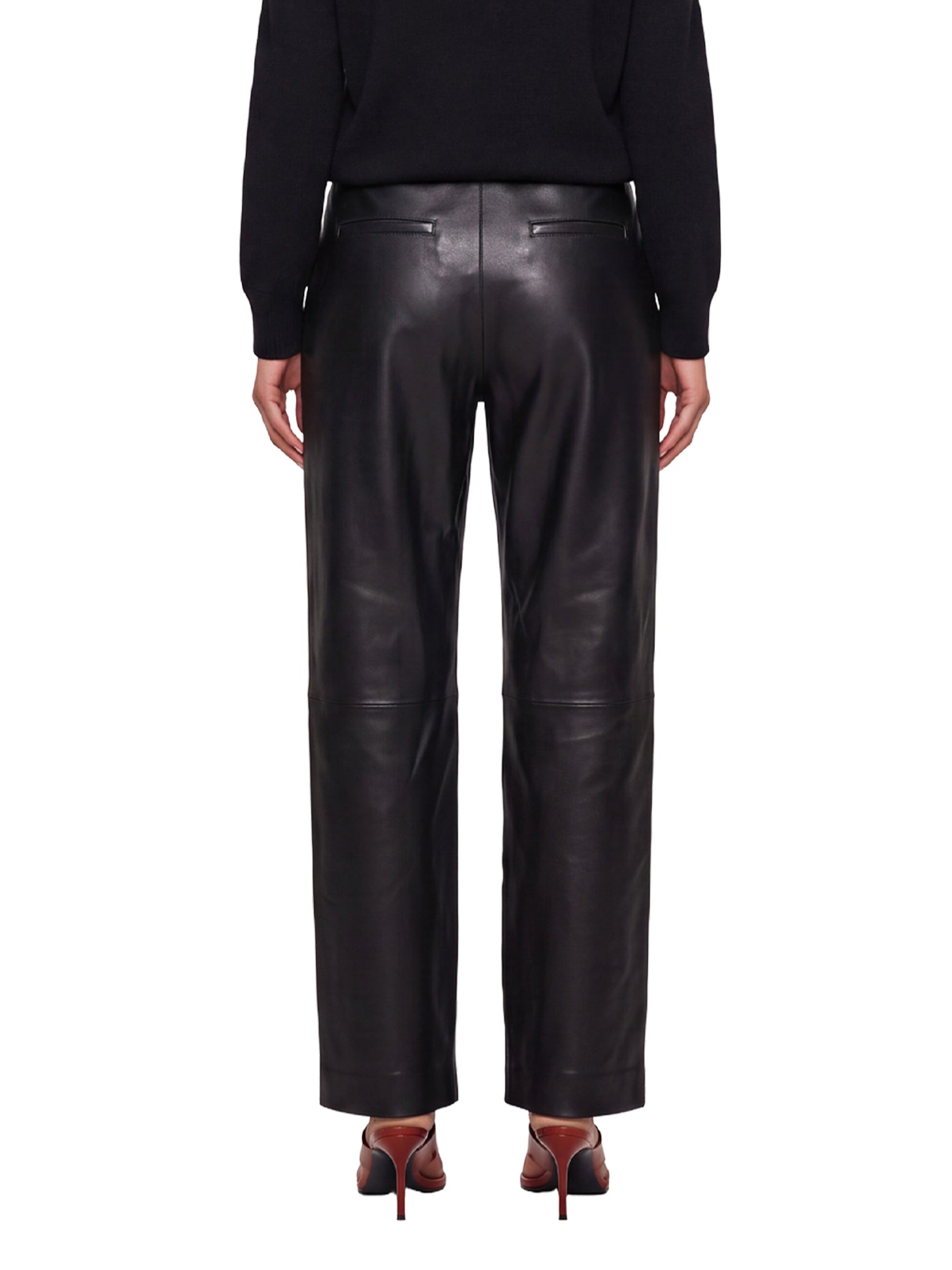 Pantaloni regular Cobe in pelle in nero 