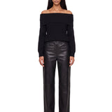 Pantaloni regular Cobe in pelle in nero 