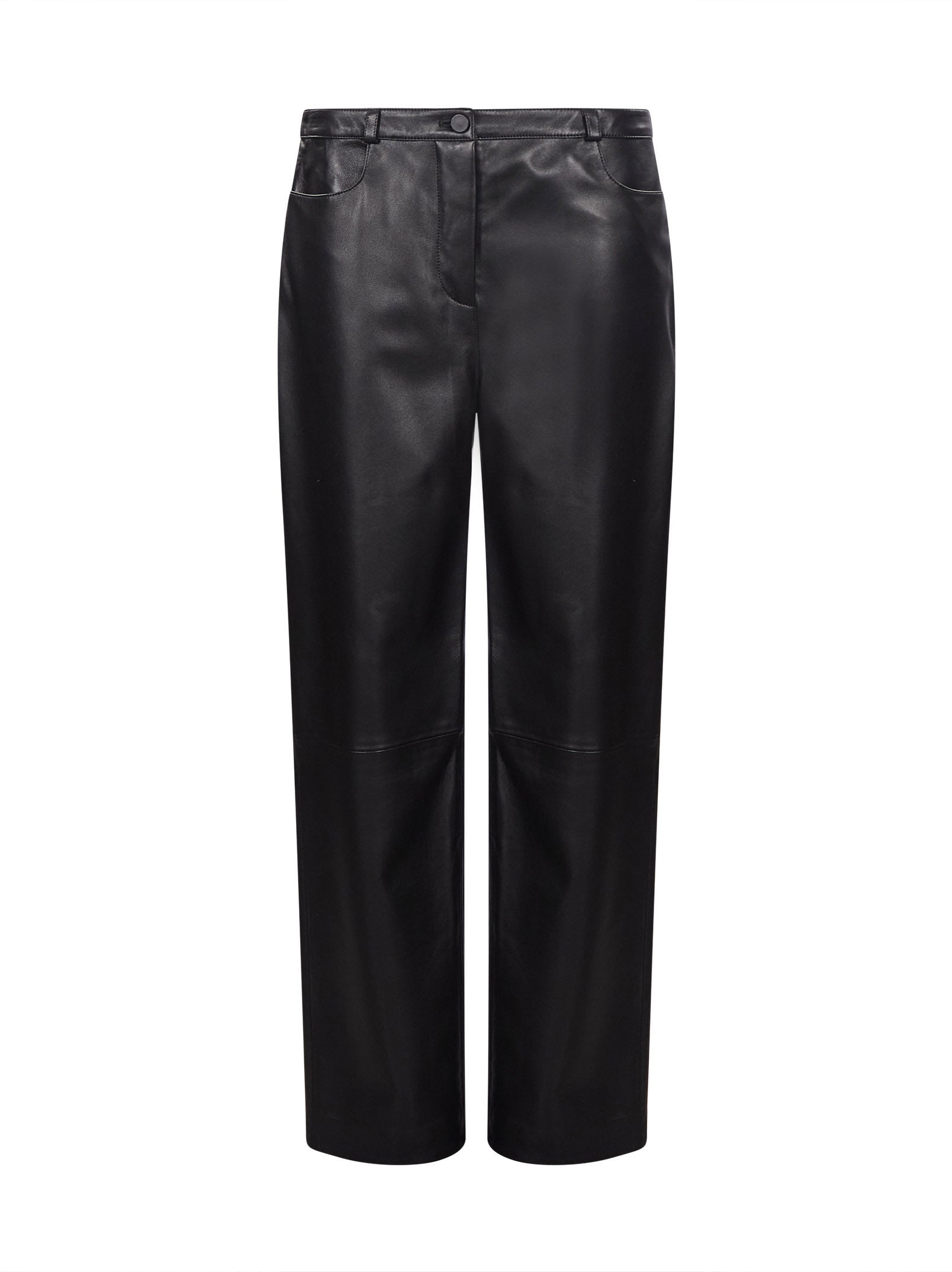 Pantaloni regular Cobe in pelle in nero 