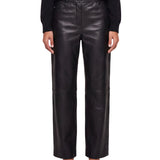 Pantaloni regular Cobe in pelle in nero 