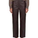 Pantaloni regular Cobe in pelle in marrone 