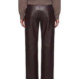 Pantaloni regular Cobe in pelle in marrone 