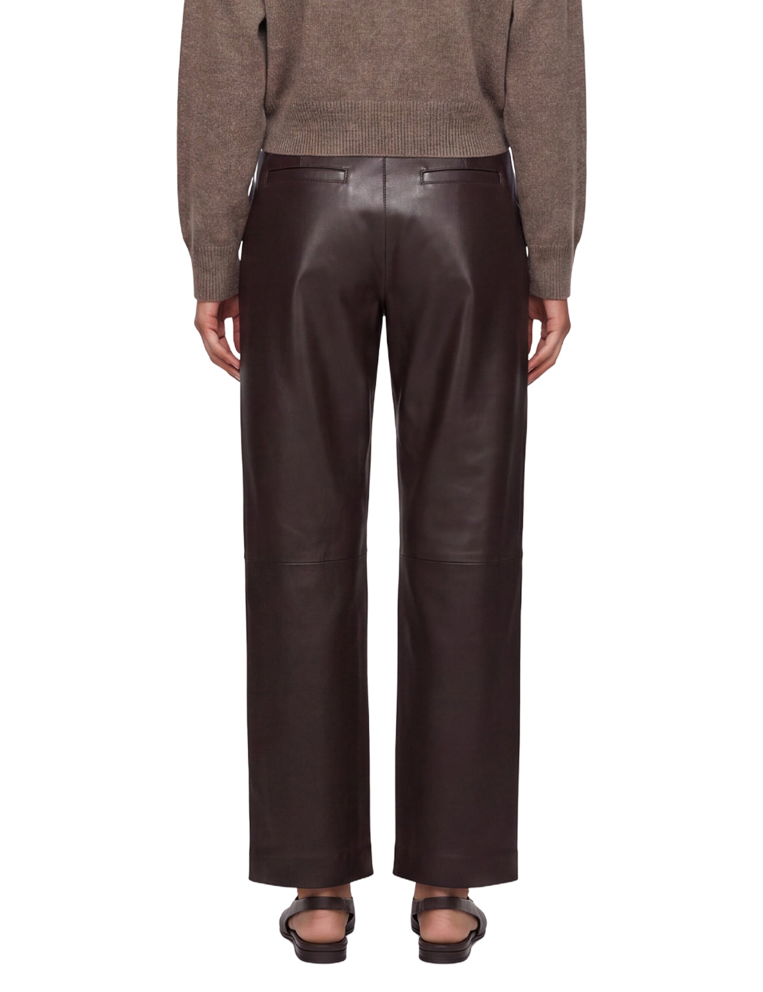Pantaloni regular Cobe in pelle in marrone 