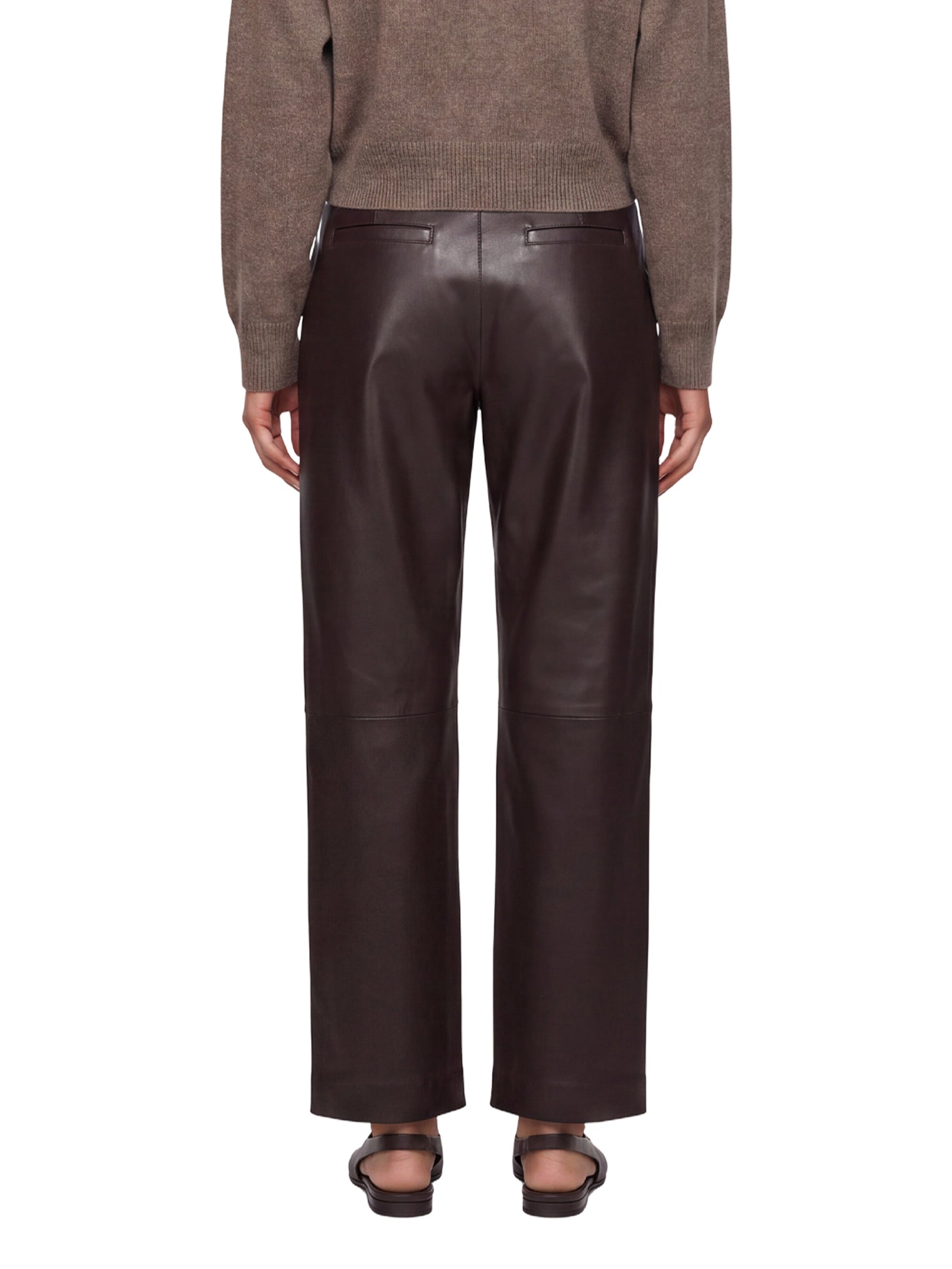 Pantaloni regular Cobe in pelle in marrone 