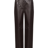 Pantaloni regular Cobe in pelle in marrone 
