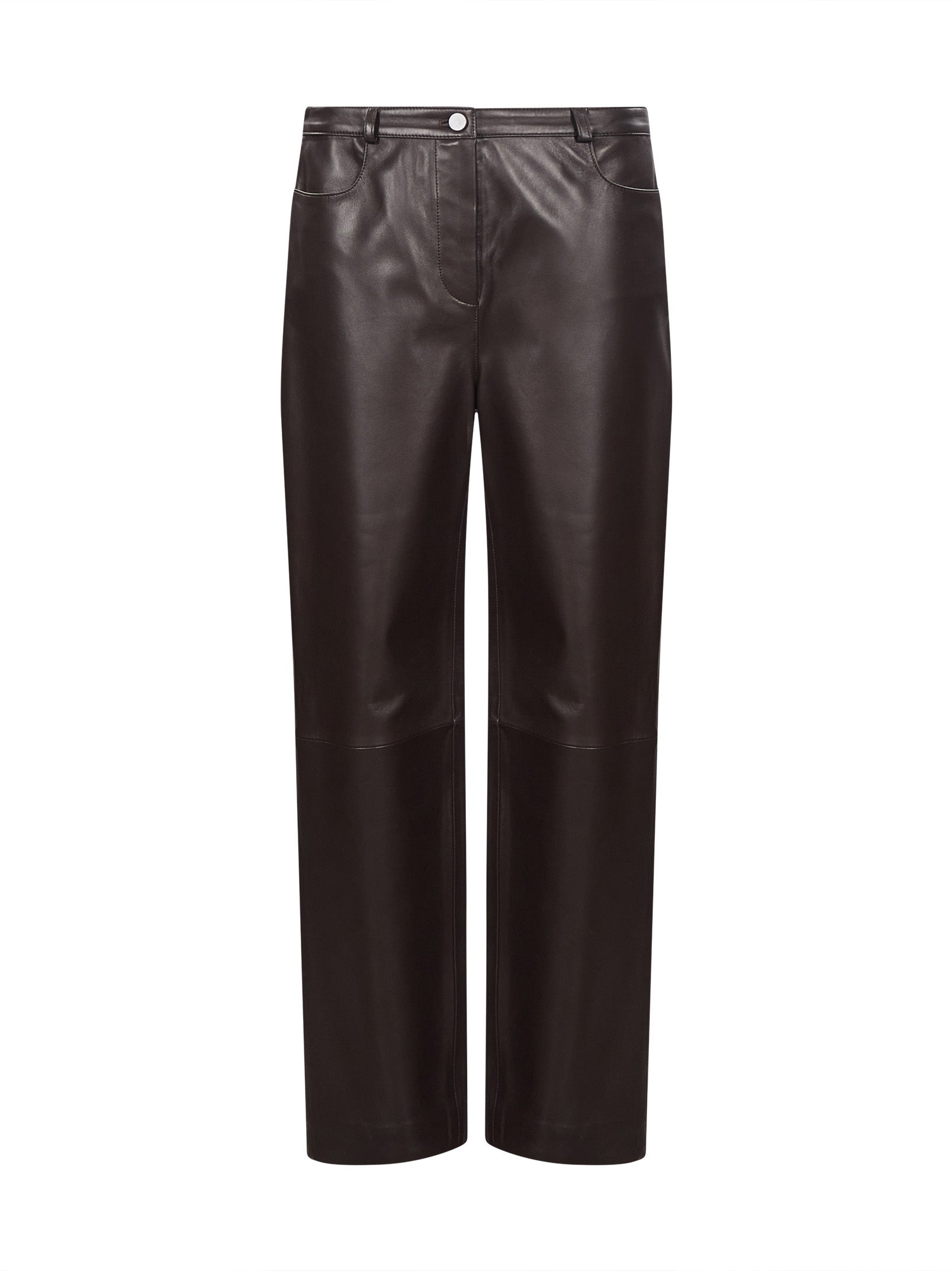 Pantaloni regular Cobe in pelle in marrone 