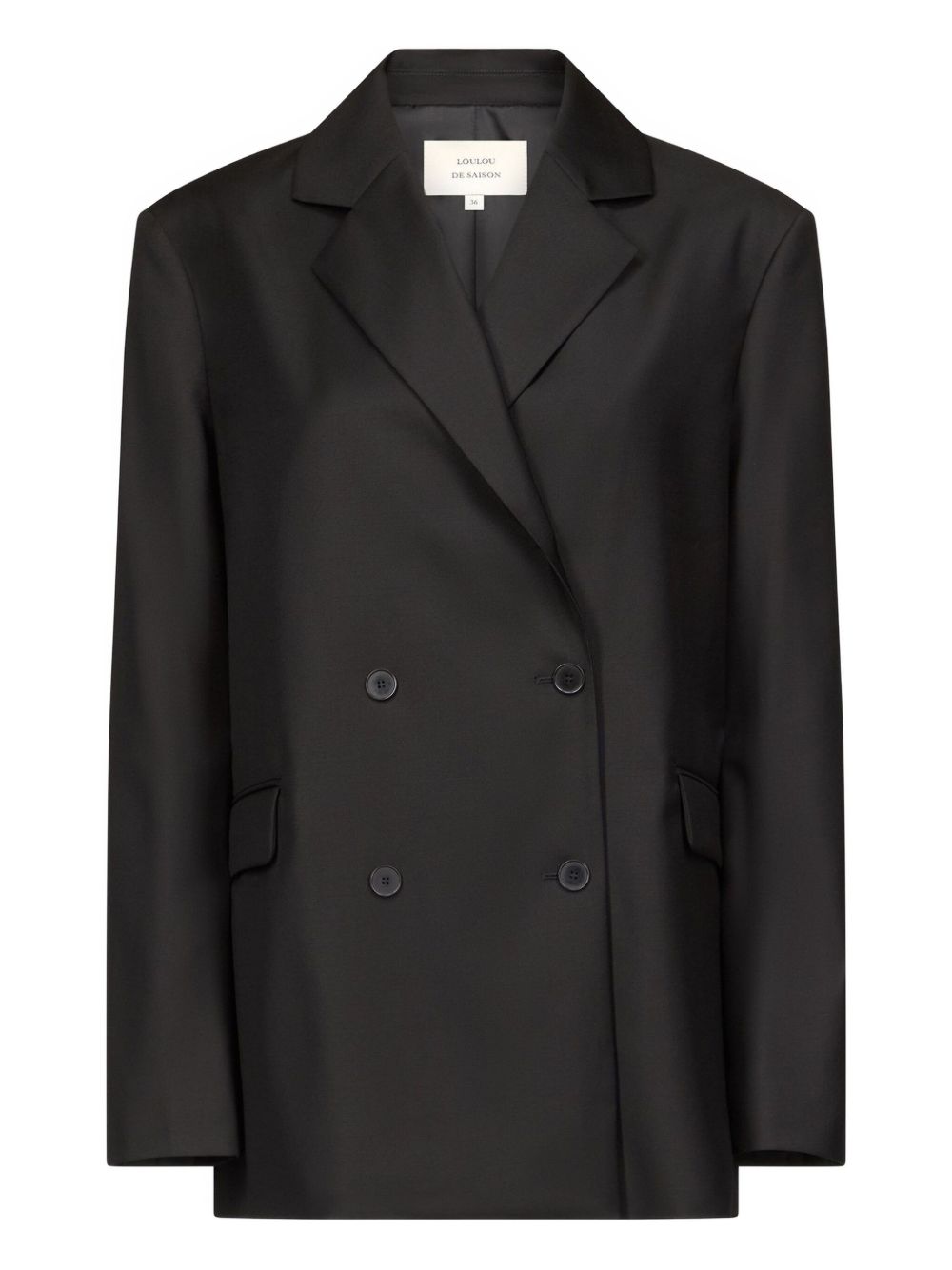 Blazer doppiopetto con revers a lancia in nero 