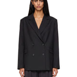 Blazer doppiopetto con revers a lancia in nero 