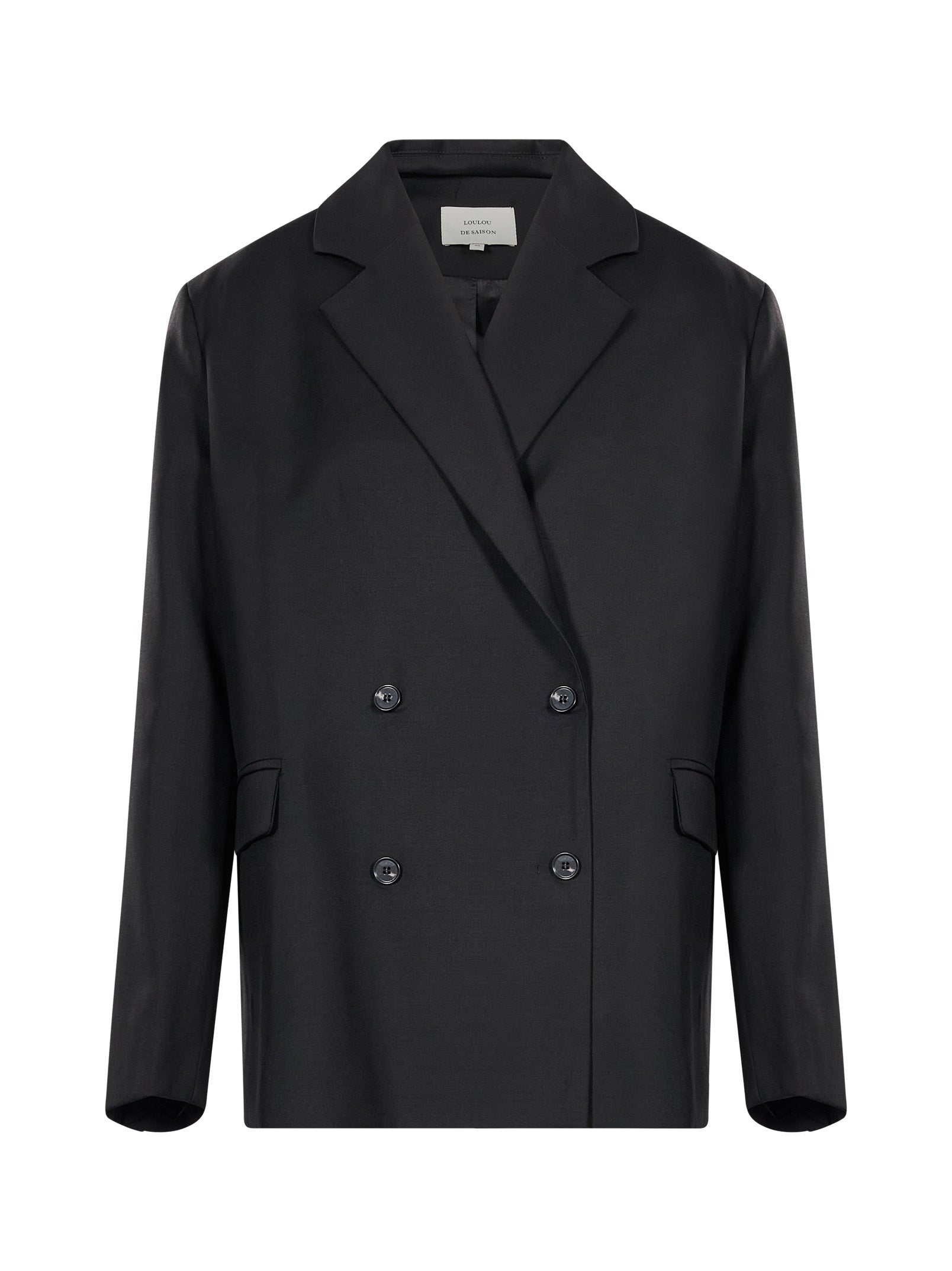 Blazer doppiopetto con revers a lancia in nero 