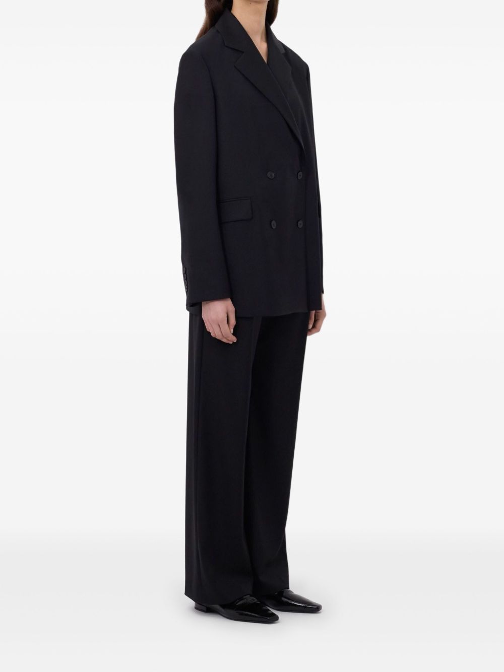 Blazer doppiopetto con revers a lancia in nero 