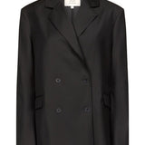 Blazer doppiopetto con revers a lancia in nero 