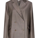 Blazer doppiopetto con revers a lancia in marrone 