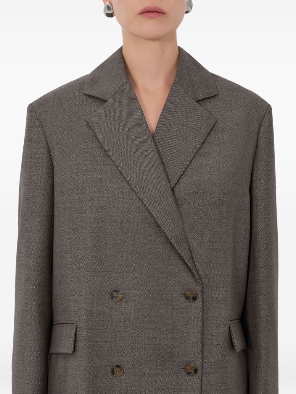 Blazer doppiopetto con revers a lancia in marrone 