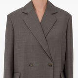 Blazer doppiopetto con revers a lancia in marrone 