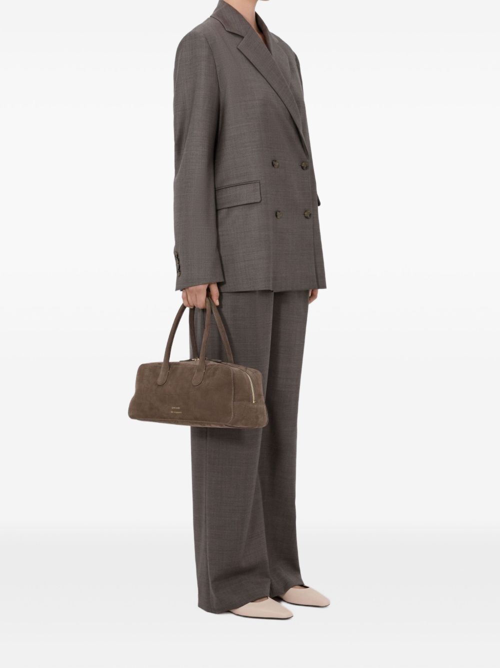 Blazer doppiopetto con revers a lancia in marrone 