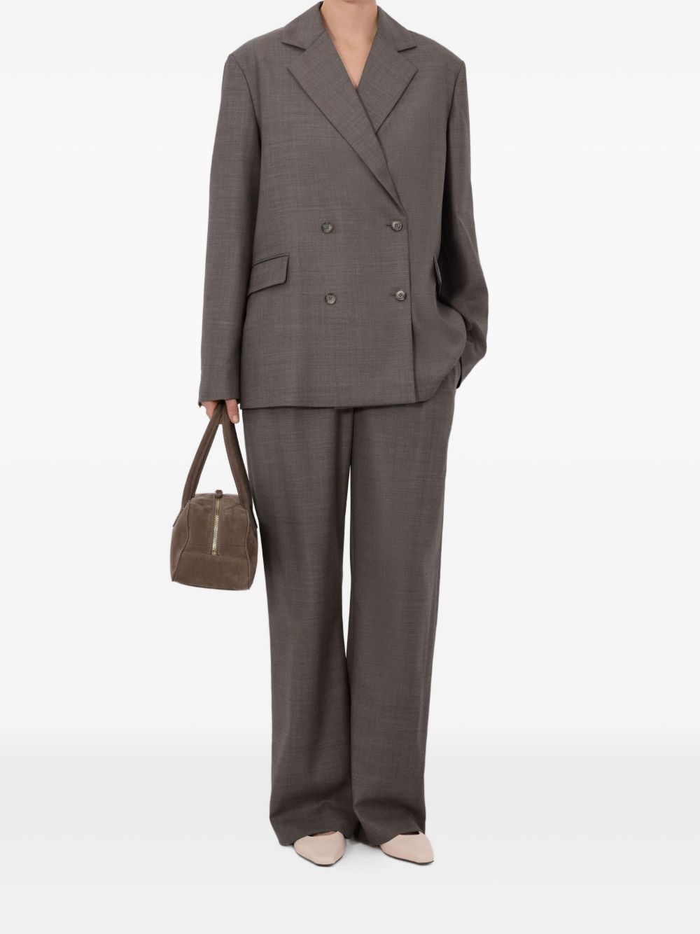 Blazer doppiopetto con revers a lancia in marrone 
