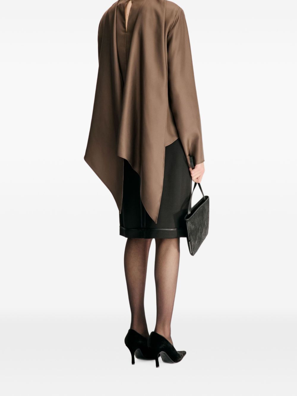 Blusa con foulard Gala in marrone 