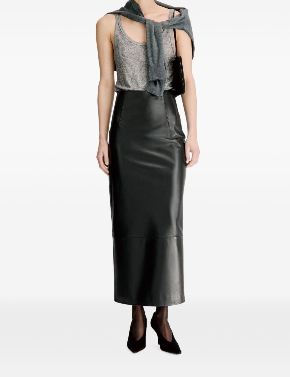Gonna maxi in pelle Inga in nero 