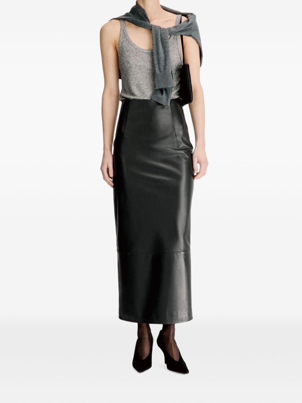 Gonna maxi in pelle Inga in nero 